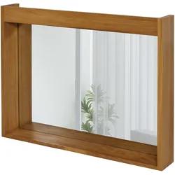 Teak-Wandspiegel MCW-M75, Badspiegel, Holzrahmen, hochwertiges B-Grade-Teak (Kernholz, 20-30 Jahre), 77x100cm