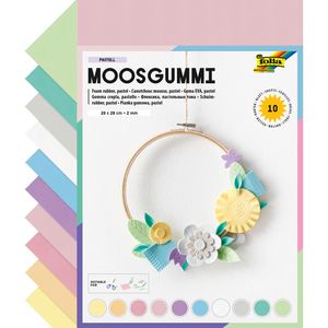 Folia Moosgummi 231095 Pastell, 20 x 29 cm, 10 Pastellfarben sortiert, 2 mm Stärke, 10 Blatt