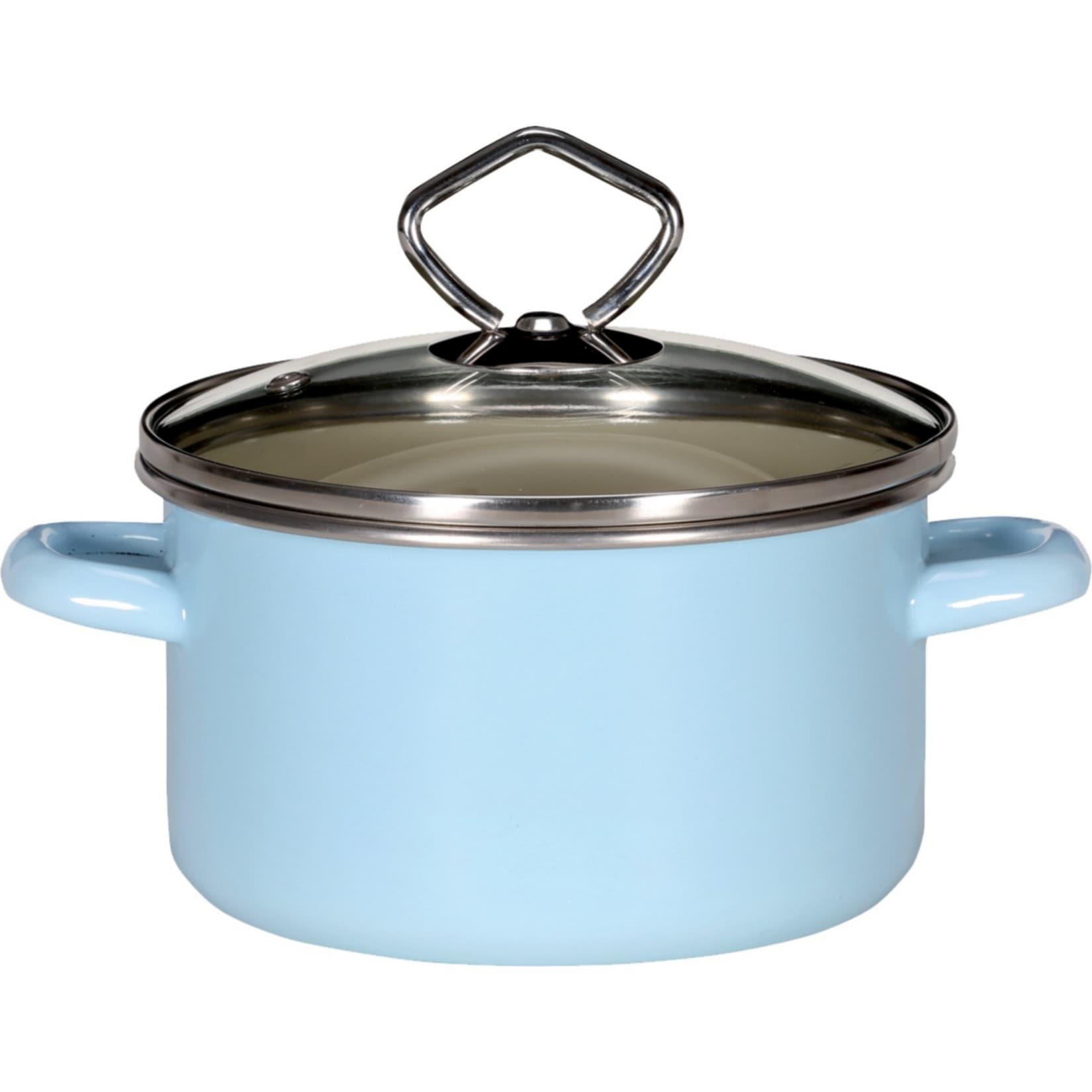 Emaille-Fleischtopf mit Glasdeckel Serie SYLT, 20 cm