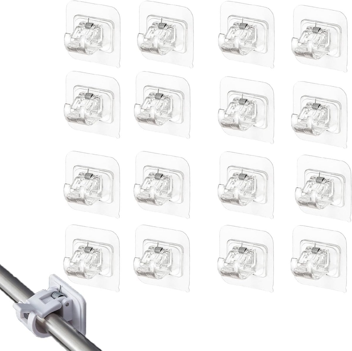 Set van 16 zelfklevende verstelbare gordijnroede beugels voor de woonkamer, badkamer en keuken