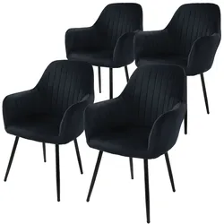 ML-Design Esszimmerstuhl 4er Set Schwarz, Samtbezug, Metallbeine, ergonomisch, Polsterstühle