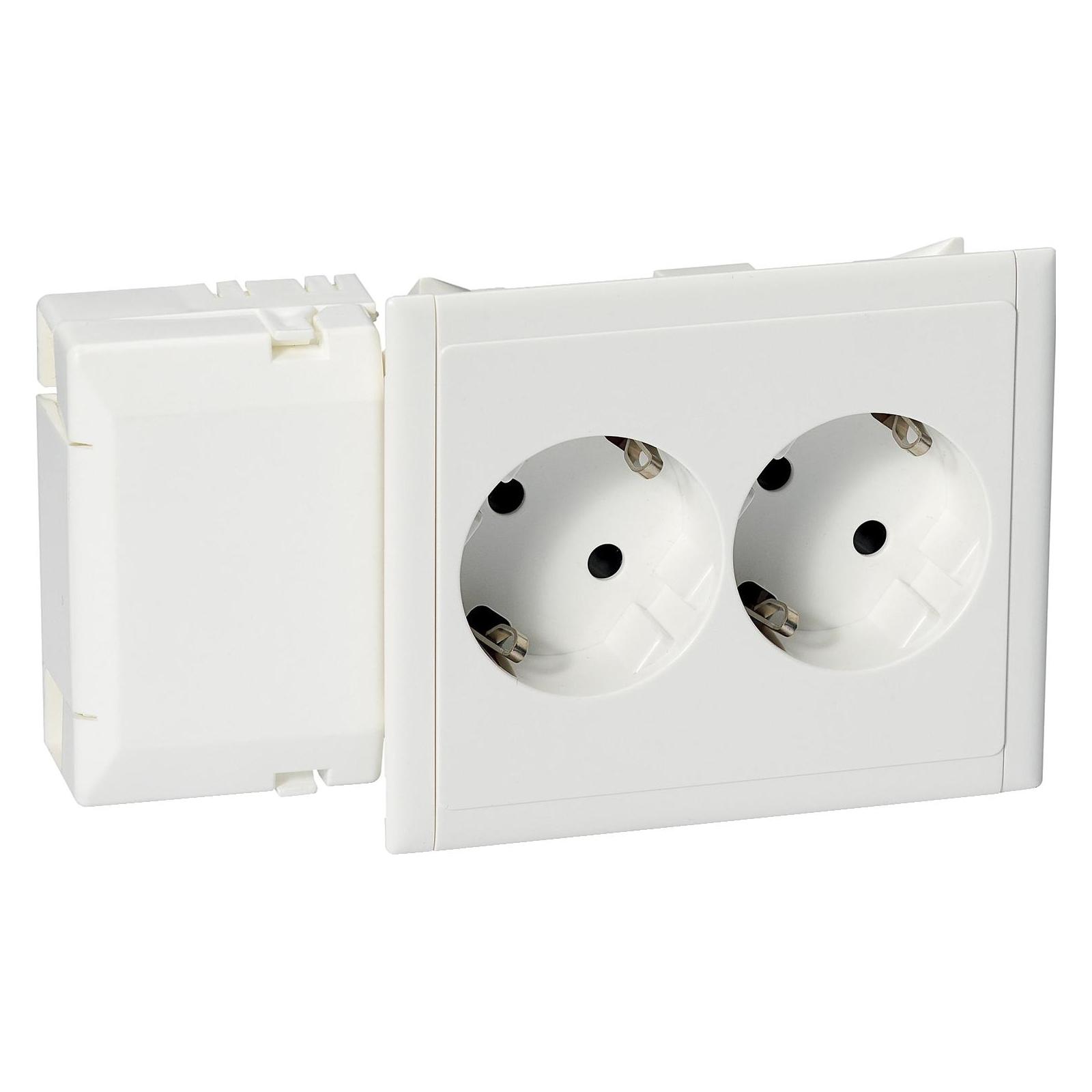 Schneider Electric Doppelsteckdose ohne Schriftfeld fuer Kanaleinbau CYB-PS weiss RAL9010 5951512 (5951512)