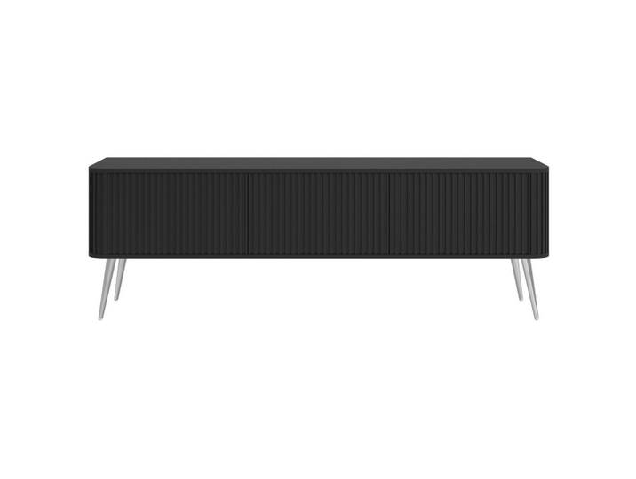TV-LOWBOARD Ovarlo Schwarz mit silbernen Metallbeinen 163 cm