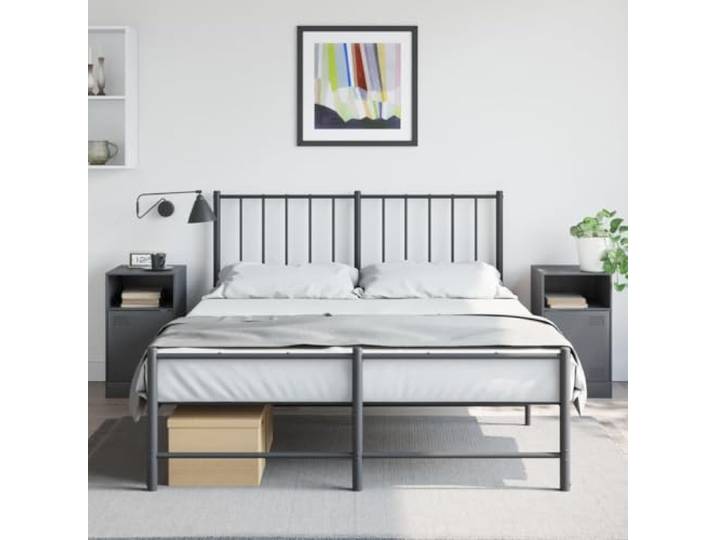 HEFZGDB Nachttische 2 STK. Anthrazit 34,5x39x62 cm Stahl mit Stauraum und Griff - Stabiles Kaltgewalzter Stahl Gestell für Wohnzimmer und Schlafzimmer