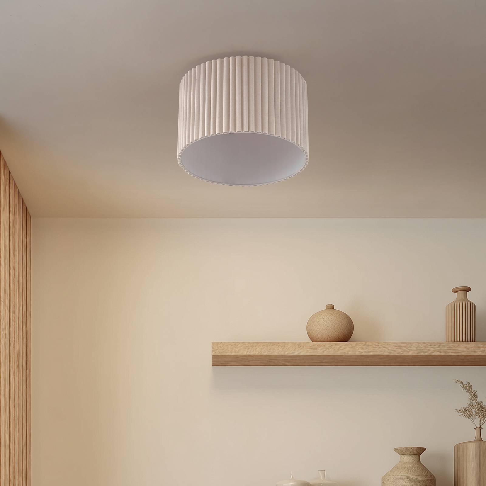 Ceiling Light Libbie Lindby, dimmable, Cream / amber, Living / Dining Room, Textile / fabric / silk, Scandinavian, Ceiling Light