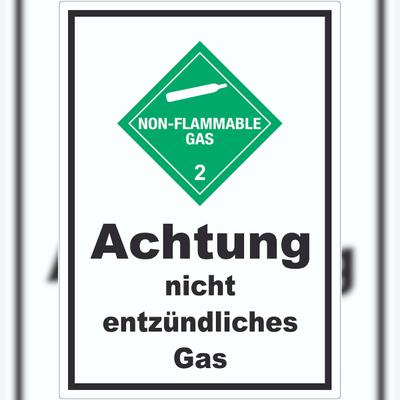 HB-Druck Aufkleber nicht entzündliches Gas non-flammable A2 (420x594mm)