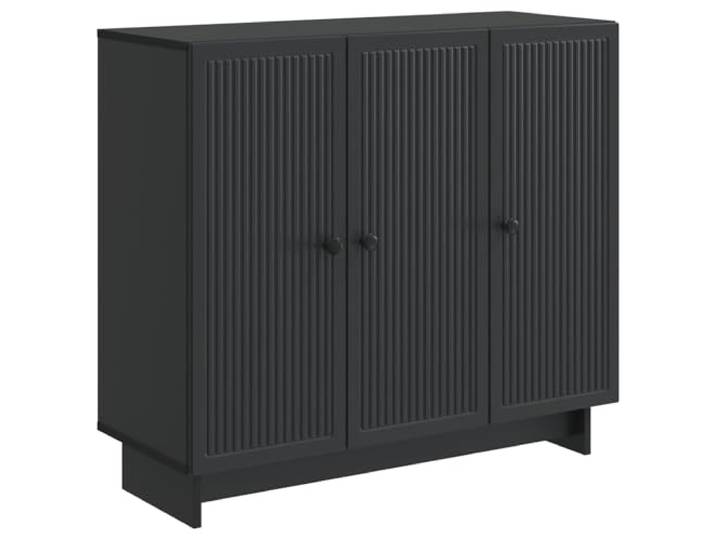 Makastle Sideboard für Wohnzimmer, 89 x 34,5 x 80 cm, Schwarz, Holzwerkstoff, 3 Türen mit Metallgriffen
