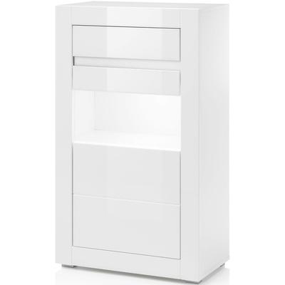 Vitrine HOME AFFAIRE "Carat", weiß (weiß, weiß hochglanz), B:66cm H:112cm T:35cm, Schränke, Vitrine, Höhe 112 cm, Leisten angeliefert, 1 x grau, 1 x weiss