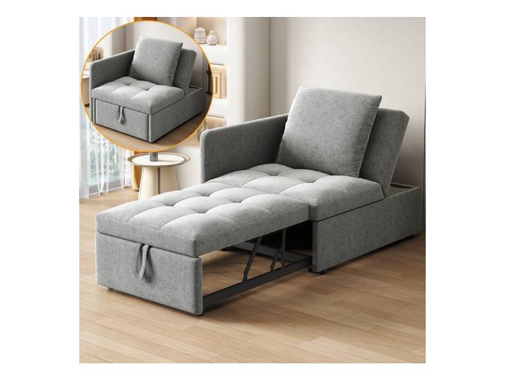 KLAM HOME Schlafsofa Polsterbett Schlafsofa 3 in 1 Multifunktions-Schlafsofa, Leinenstoffsofa mit verstellbarer Rückenlehne, für kleine Räume