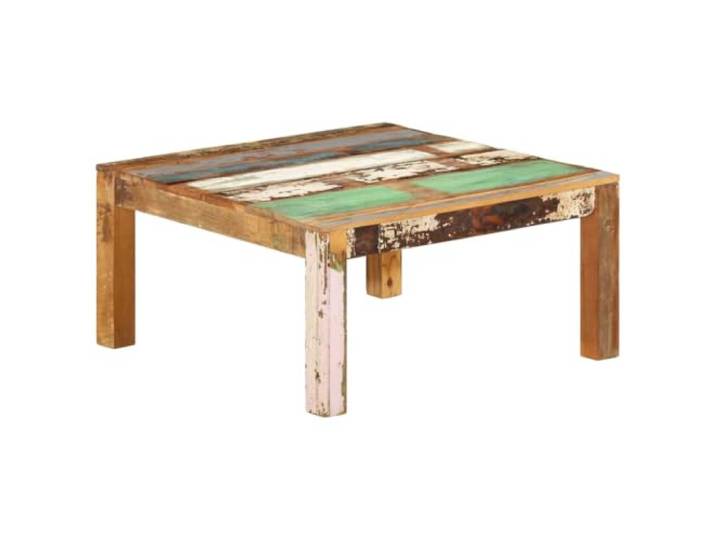 HEFZGDB Quadratischer Couchtisch aus recyceltem Massivholz 80x80x40 cm Altholz Handgefertigt Einzigartiges Unikat Landhausstil Beistelltisch Kaffeetisch