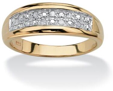 Men's Big & Tall Men's 1/8 Cttw. Pave Gold-Plated Sterling Silver Diamond Wedding Band by PalmBeach Jewelry in White (Size 11)