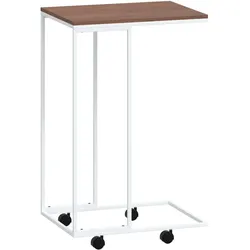 Décoshop26 - C-förmiger Beistelltisch auf Rollen 40 x 30 x 63,5 cm Holzwerkstoff und Weißblech DEC031290 DEC031290