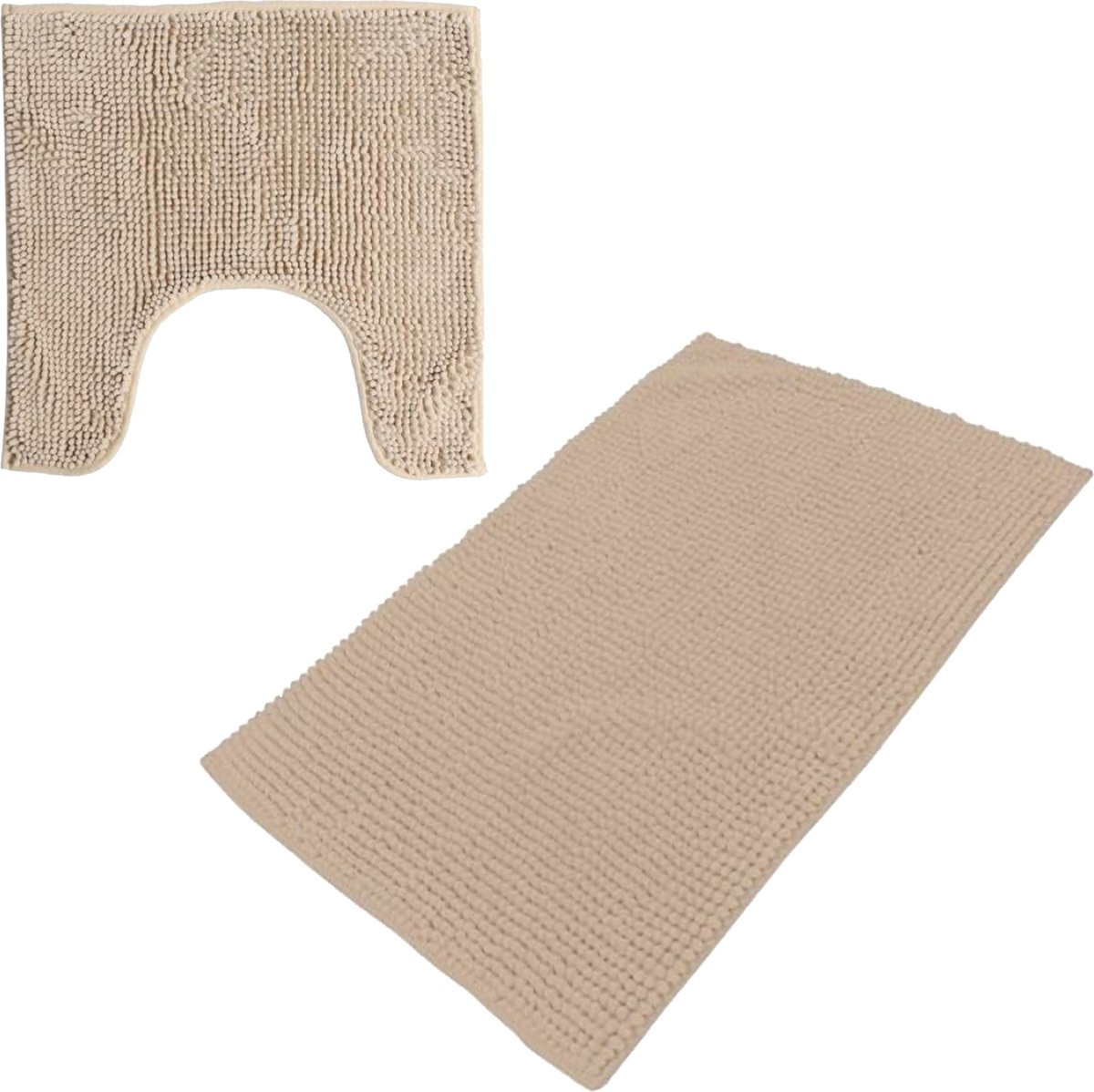 Urban Living badkamer droogloop matjes set van 2 stuks beige polyester