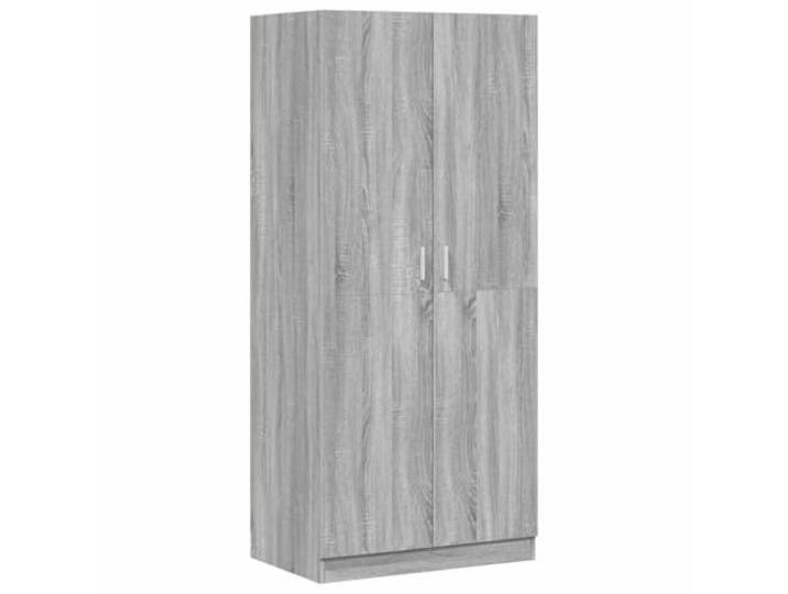 Schrank Grau Sonoma Eiche 80x52x180 cm aus Holz Schrank mit Stange, Doppeltüren, stabiler Holzrahmen, feuchtigkeitsbeständig, Wandmontage