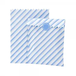 10 Tüten + Sticker blau weiss gestreift 21 x 15 cm