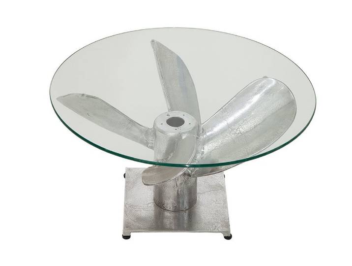 LebensWohnArt Couchtisch Design Couchtisch ELICA 60cm silber Aluminium Schiffsschraube Maritim