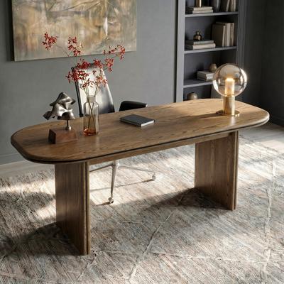 Timechee "Modern Solid Wood Table, 70.9"" Large Oval Conference Desk with 440 lbs Weight Capacity, Rounded Wood Kitchen Table"