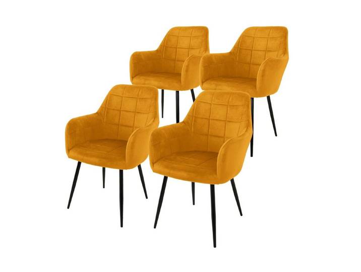 ML-DESIGN Stuhl Esszimmerstuhl ergonomisch & gepolstert, Esstischstuhl mit Rückenlehne (4 St), Wohnzimmerstuhl Senf Samtbezug Küchenstuhl Polsterstuhl