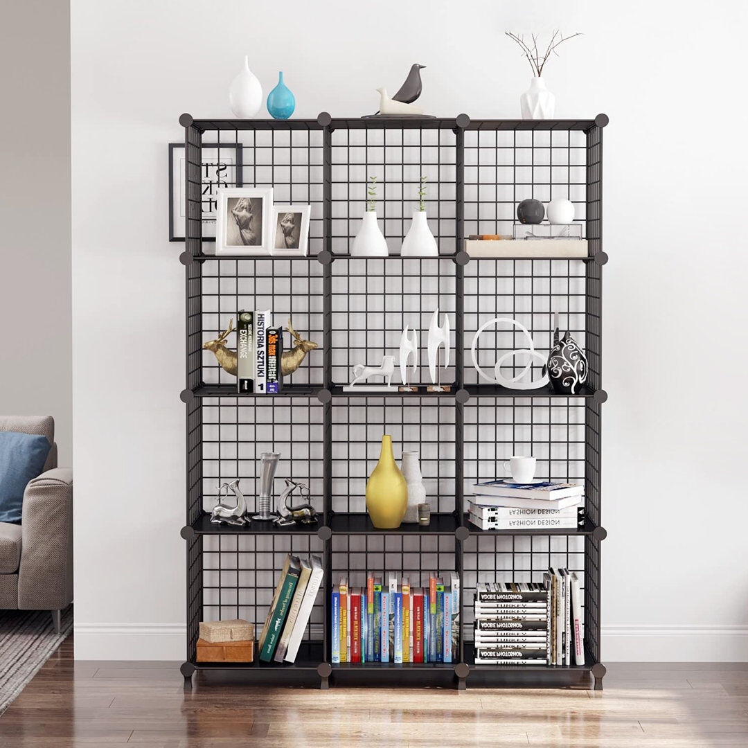 Rebrilliant Cyd 125 cm H x 93 cm W Cube Bookcase Black