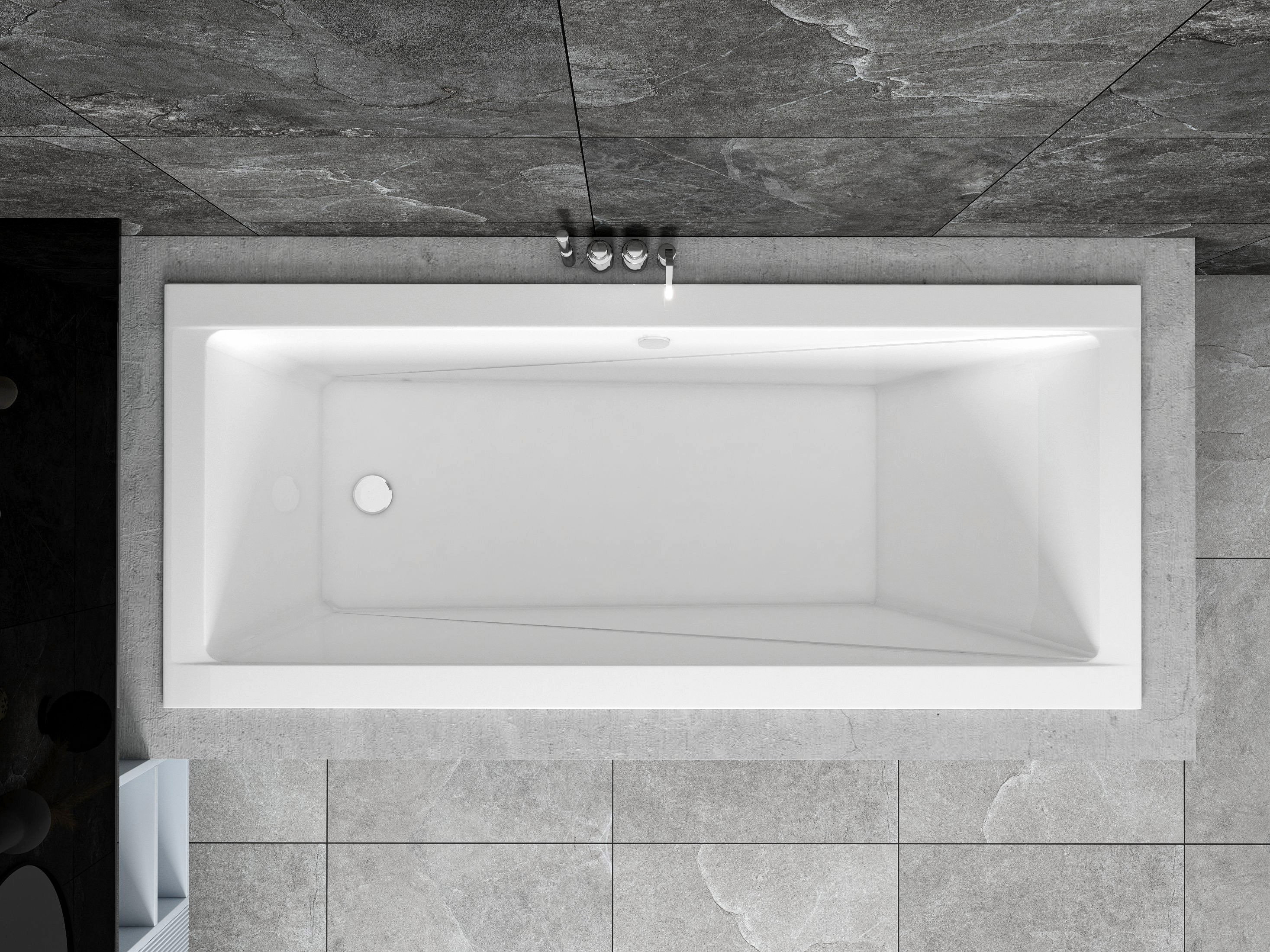 Badewanne Rechteck Wanne Acrylwanne 180x80 Modern Slim
