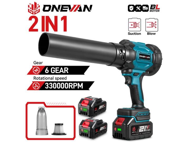ONEVAN 350M/S, souffleur à jet turbo sans fil 2 en 1, aspirateur à feuilles, outil de jardinage pour nettoyer la poussière, compatible avec batterie Makita 18V.