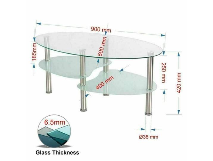Table basse ovale en verre trempé - HOMEWELL - YIYI - Blanc - 90x50x43cm