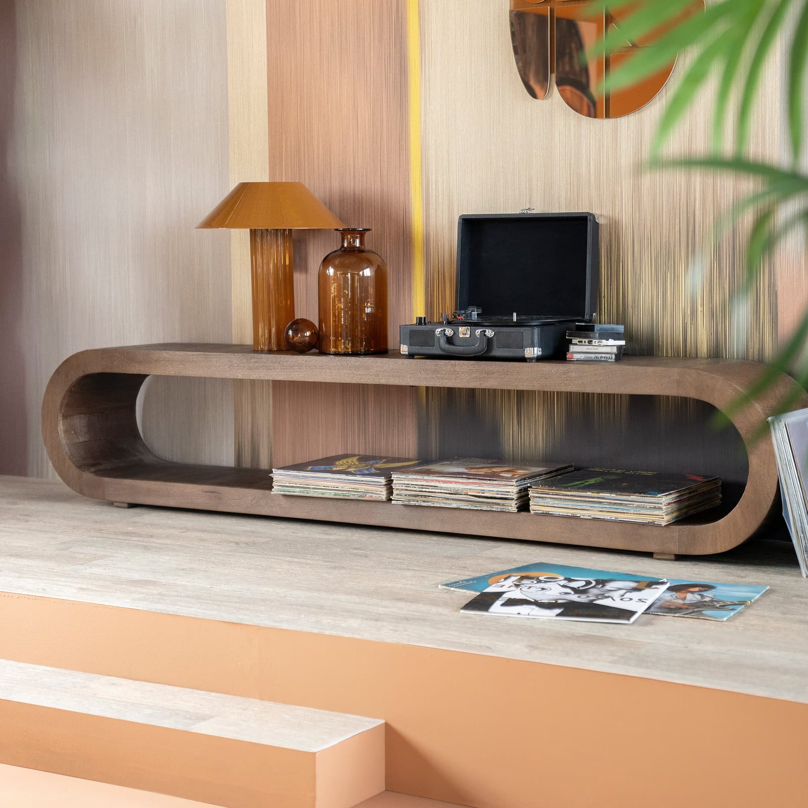 By-Boo Elora TV-meubel van mangohout, Bruin, Breedte: 200 cm