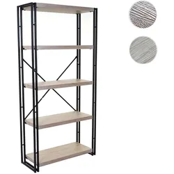 Bücherregal HWC-A27, Standregal Wohnregal, 165x80cm 3D-Struktur 5 Ebenen ~ Eiche-Optik
