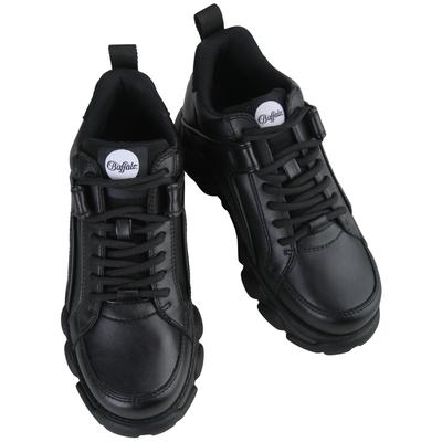 Plateausneaker BUFFALO "CORIN", Damen, Gr. 41, schwarz, Lederimitat, Schuhe Plateausneaker, Schnürschuh, Freizeitschuh, Ugly Sneaker mit typischer Plateausohle