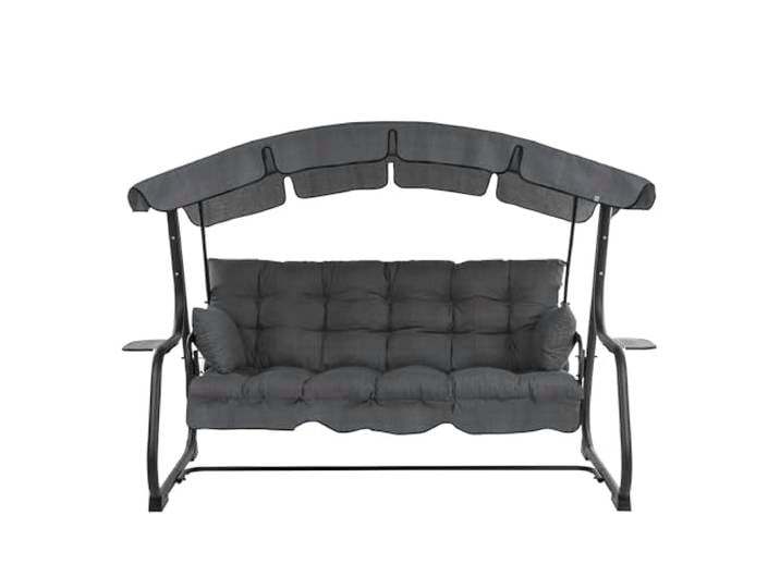 PATIO Hollywoodschaukel 3 Sitzer mit Liegefunktion Ravenna 170 cm mit Auflagen Seitenkissen Seitentischen Sonnendach anthrazit