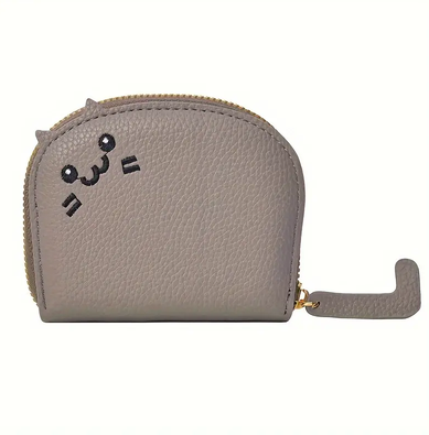 Discount Dollar Deals Cartoon Cat Wallet For Women Multi Card Holder, Cute Faux Leather Coin Purse ID Card Slot gray