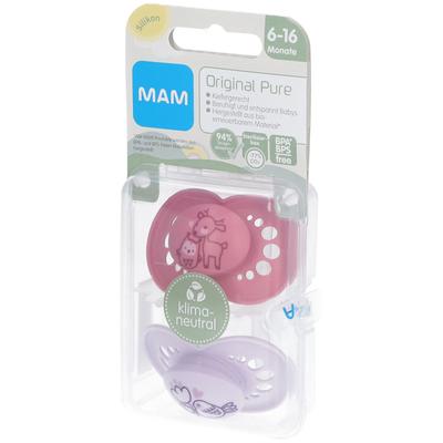MAM Original Pure Siliconen Fopspeen Roze - Paars 6-16 Maanden 2 St Sauger