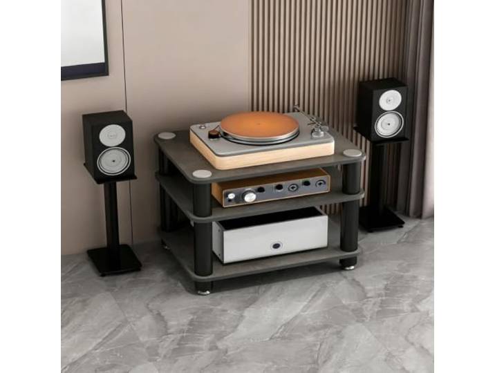 ZSCNYHMT HiFi-Rack, Audio-Ständer Mit Mehrstöckigem Aufbewahrungsdesign Mehrstöckiger Stauraum, abgerundete Kanten, rutschfeste Füße, für Wohnzimmer und Audio-Setups(B,52cm/20.4in)