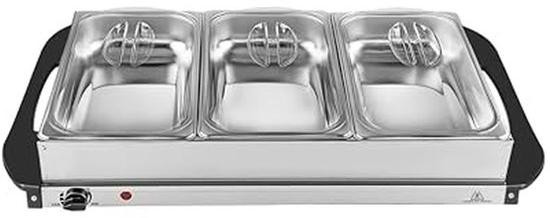 Silva Schneider Buffetwarmer Warmhoudplaat 2-in-1 met Traploze Temperatuurregeling 75 Liter Zilver