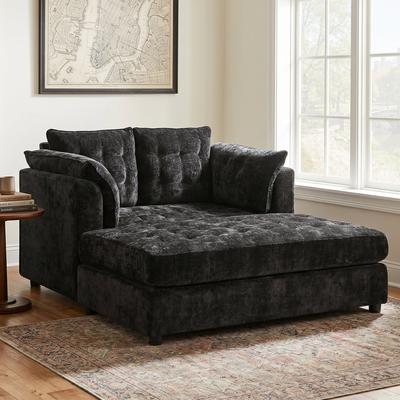 "Modern Chaise Lounge Sofa 54.7"" 2-seater Chaise Lounge Sofa Couch with Soft Pillow Armrests"