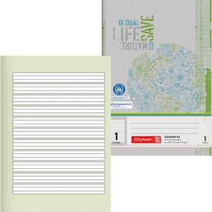 Brunnen Schulheft 104518101, für 1. Klasse, A5, liniert, 16 Blatt, 80 g/m² Recyclingpapier, Lineatur 1