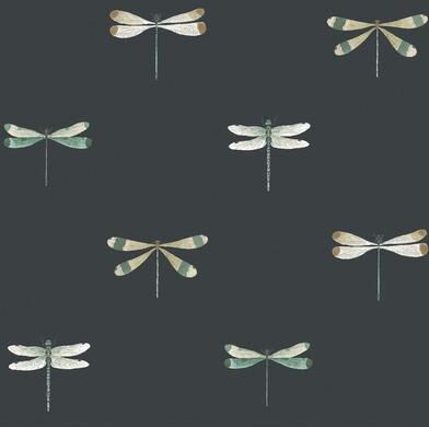 Sophie Allport Watercolour Dragonfly Oundle Navy Wallpaper - N/A