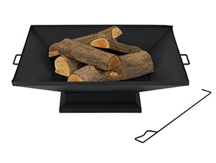 tepro Feuerschale Penfield, eckige Feuerstelle aus hochhitzefest lackiertem Stahl für den Garten, mit Schürhaken, Maße ca. 91 x 79,8 x 25,8 cm