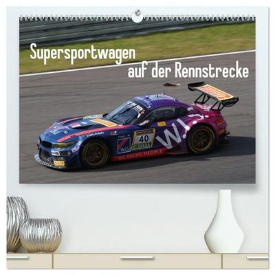 Supersportwagen auf der Rennstrecke (hochwertiger Premium Wandkalender 2027 DIN A2 quer), Kunstdruck in Hochglanz