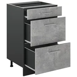 Vicco, Regal, Küchenunterschrank R-Line, Beton/Anthrazit, 50 cm ohne Arbeitsplatte (46 x 50 x 81.60 cm)