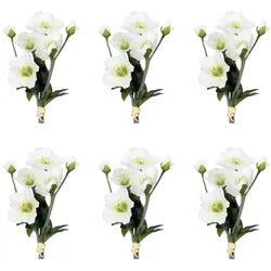 CREATIV green künstliche Pflanze Christrosenarrangement, 35 cm, weiß, 6er Set