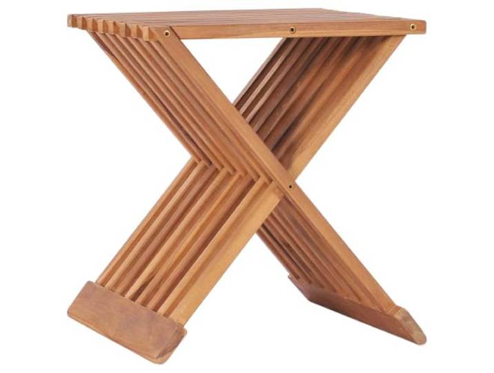 XHNIFBN Klapphocker Massivholz Teak 40x32x45 cm Gartenhocker Holzhocker Platzsparender Falthocker aus robustem Teakholz für Balkon, Terrasse und Garten. Bis 110 kg belastbar.