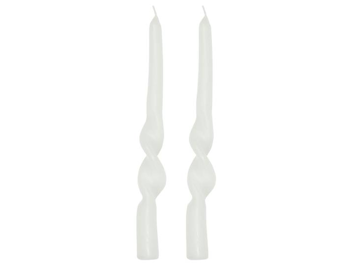 Deko Kerze gedrehte Form, 2er Set, Stimmungskerze, weiss, Ø 2,5 x 25 cm