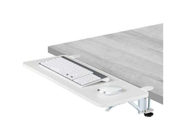 Support pour le clavier ou la souris design moderne rabattable montage facile plateau 65 x 24 cm blanc