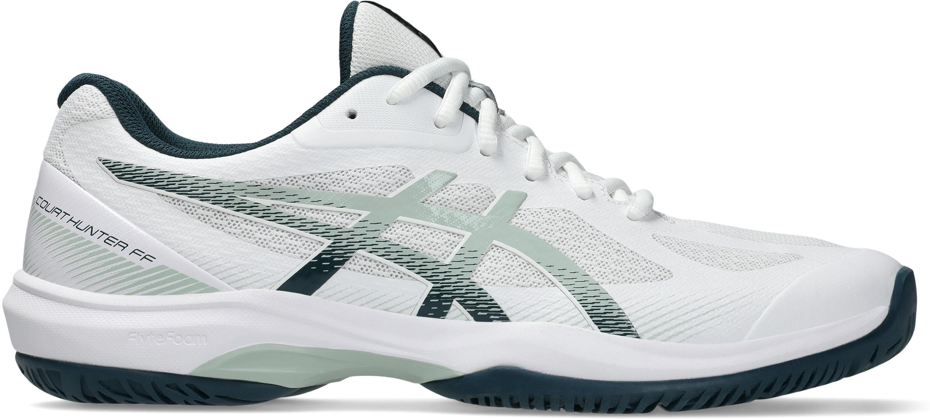 Hallenschuh ASICS "COURT HUNTER FF", Herren, Gr. 49, weiss (weiß, lichen rock), Synthetik, Schuhe Hallenschuh, besonders geeignet für Handball und Volleyball weiß, lichen rock 49