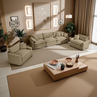 ZWYO HOSIMU Corduroy Modern 3-Piece Sofa Set with Memory Foam Cushions and Pillows (5-Seater)