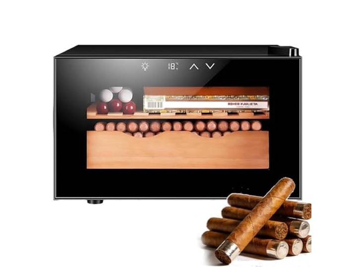 Joyfitness Elektrischer Zigarren-Humidorschrank, Humidor Zigarren Schrank Mit Zedernholzfutter, Eingebettet, 25 l Für 150 Zigarren, Temperatur 11–18 °c, Eräuscharm Und Energiesparend