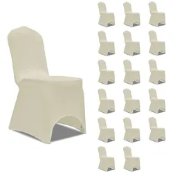 vidaXL Stretch-Stuhlhussen Creme 18 Stk.