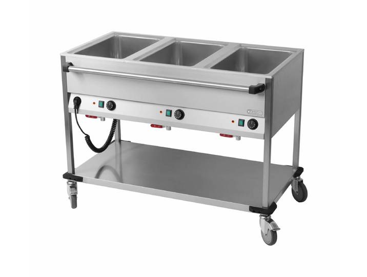 Bartscher 3 x GN 1/1-200mm Bain-Marie-Wagen lang