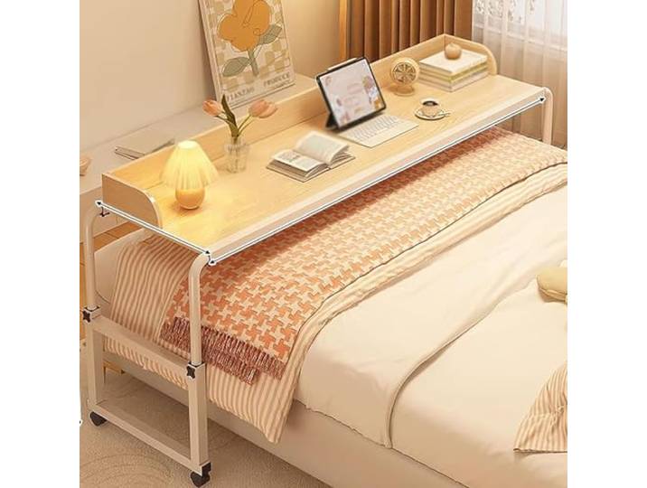 Beistelltisch, Tisch mit Rollen, Überbetttisch, Kingsize-Bett, Überbetttisch, Beistelltisch, nover Betttisch mit Rollen, höhenverstellbar, mobiler Kreuzbetttisch, geeignet für überall (Farbe: